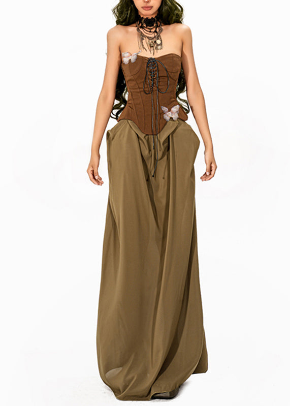 Style Colorblock Cold Shoulder Patchwork Fake Two Pieces Maxi Dresses Sleeveless