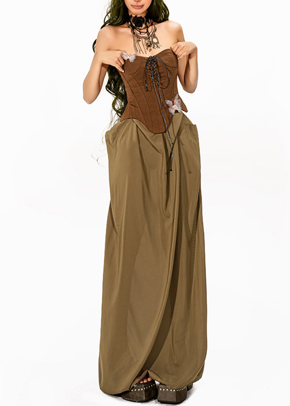 Style Colorblock Cold Shoulder Patchwork Fake Two Pieces Maxi Dresses Sleeveless