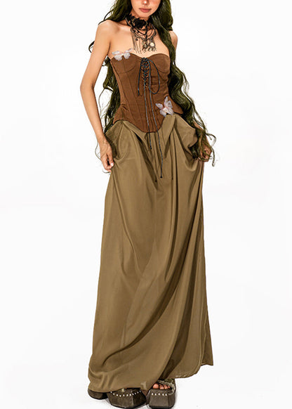 Style Colorblock Cold Shoulder Patchwork Fake Two Pieces Maxi Dresses Sleeveless
