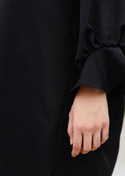 Stil Baumwolle kleidung Pakistanischen O-ausschnitt Mode Schlitz Schwarz Kleid Knie-länge