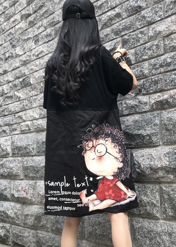 Style Cotton dresses Boho Casual Spliced Print Short Sleeve Dress - SooLinen