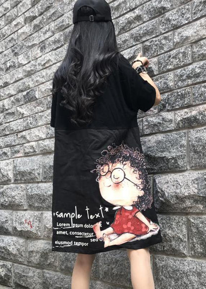 Style Cotton dresses Boho Casual Spliced Print Short Sleeve Dress - SooLinen