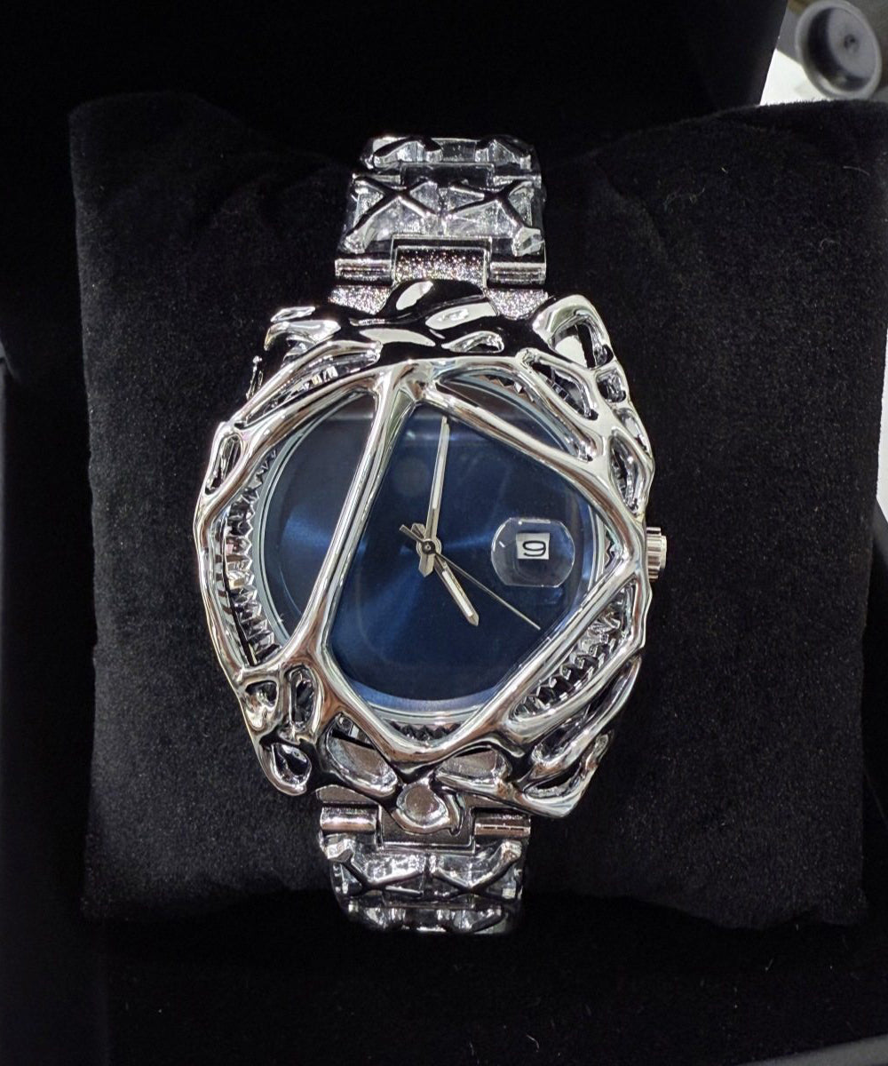 Style Dark Blue Stainless Steel Waterproof Alien Men Watches