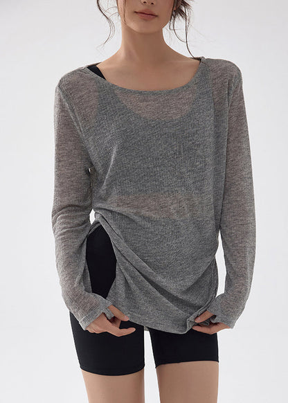 Style Dark Grey Side Open Yoga Tank Tops