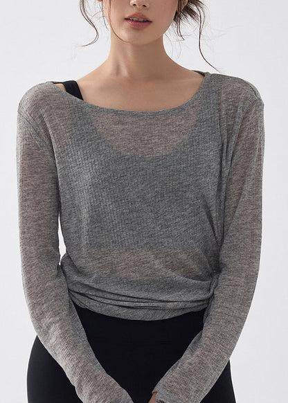 Style Dark Grey Side Open Yoga Tank Tops