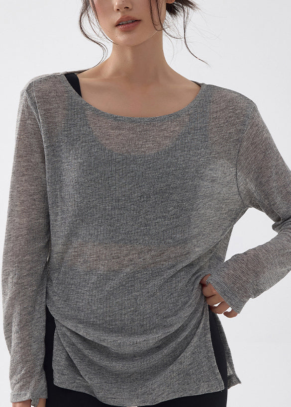 Style Dark Grey Side Open Yoga Tank Tops