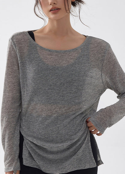 Style Dark Grey Side Open Yoga Tank Tops