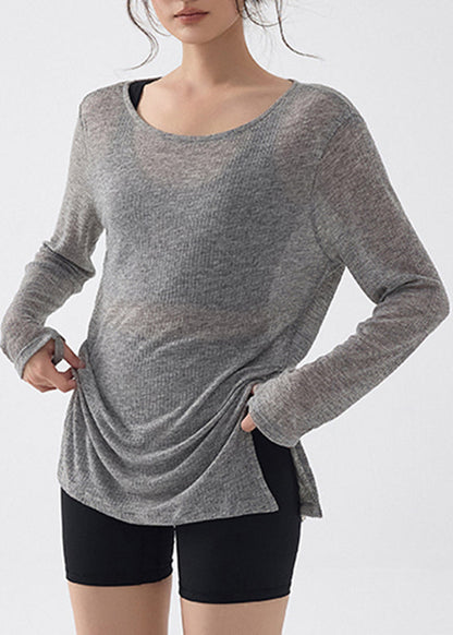 Style Dark Grey Side Open Yoga Tank Tops