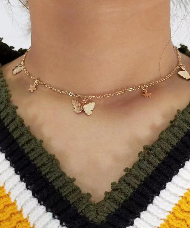 Stil Gold Sterling Silber Overgilt Schmetterling Stern Prinzessin Halskette