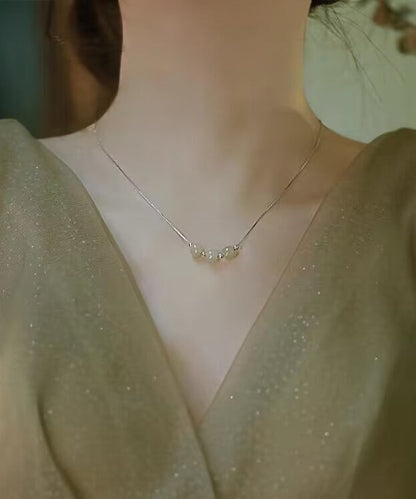 Collar de princesa con cuentas de jade bañadas en plata de ley y oro
