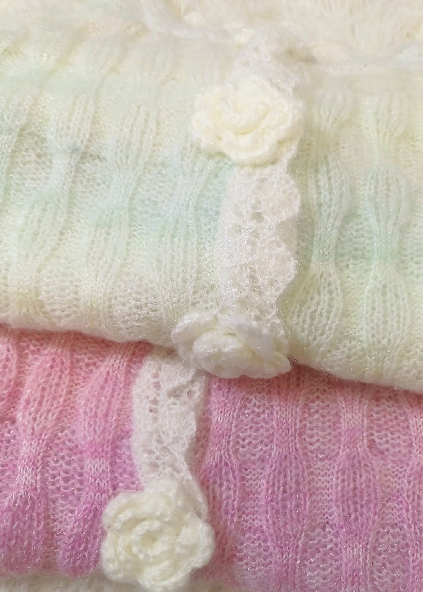 Style Gradient Color Flower Patchwork Knit Cardigan Spring