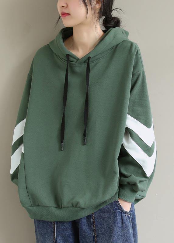 Style Green Blouse Hooded Cinched Spring Shirt - SooLinen