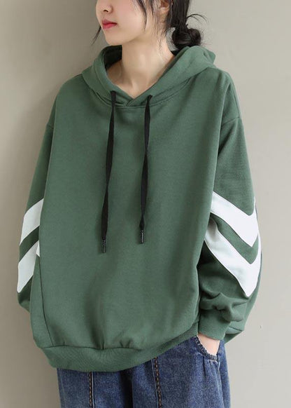 Style Green Blouse Hooded Cinched Spring Shirt - SooLinen