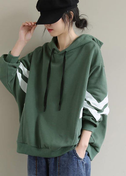 Style Green Blouse Hooded Cinched Spring Shirt - SooLinen