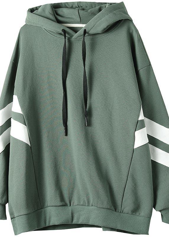 Style Green Blouse Hooded Cinched Spring Shirt - SooLinen