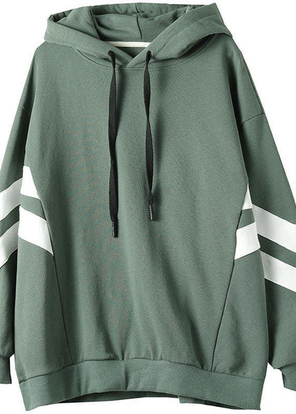 Style Green Blouse Hooded Cinched Spring Shirt - SooLinen