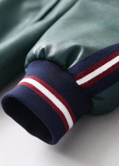 Stil Grün Kunstleder Mantel Outwear Winter