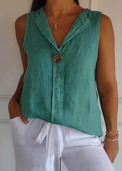 Style Green V Neck Patchwork Solid Chiffon Top Summer