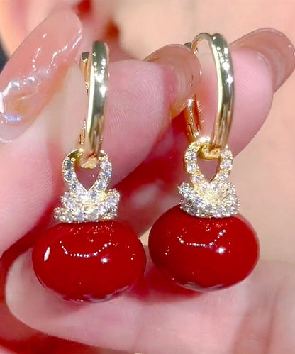 Pendientes colgantes de aleación gris con perla y circonita