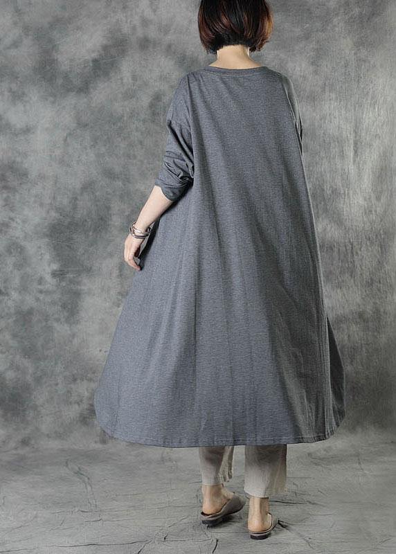 Style Grey low High Design Button Fall Long Sleeve Shirt Tops - SooLinen