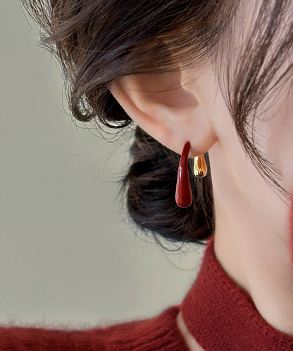 Style Mulberry Copper Overgild Water Droplet Hoop Earrings