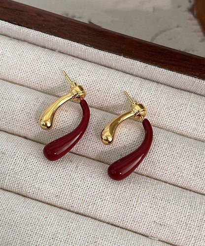 Style Mulberry Copper Overgild Water Droplet Hoop Earrings