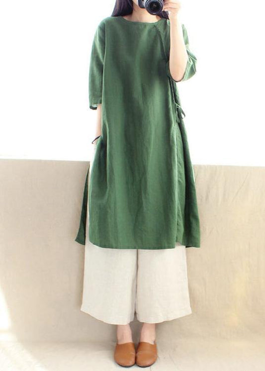 Style O Neck Half Sleeve Clothes Photography Green Dress - SooLinen