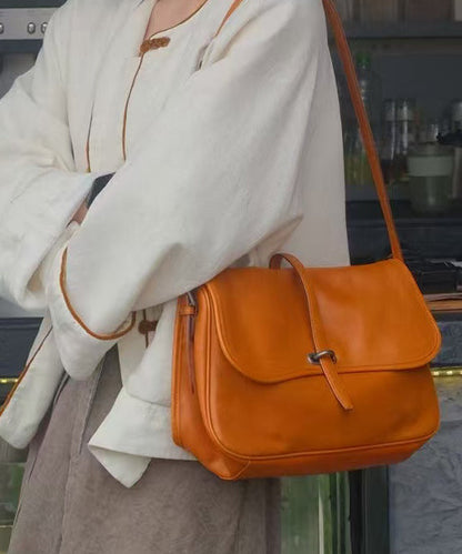 Style Orange Large Capacity Leather Shoulder Bags