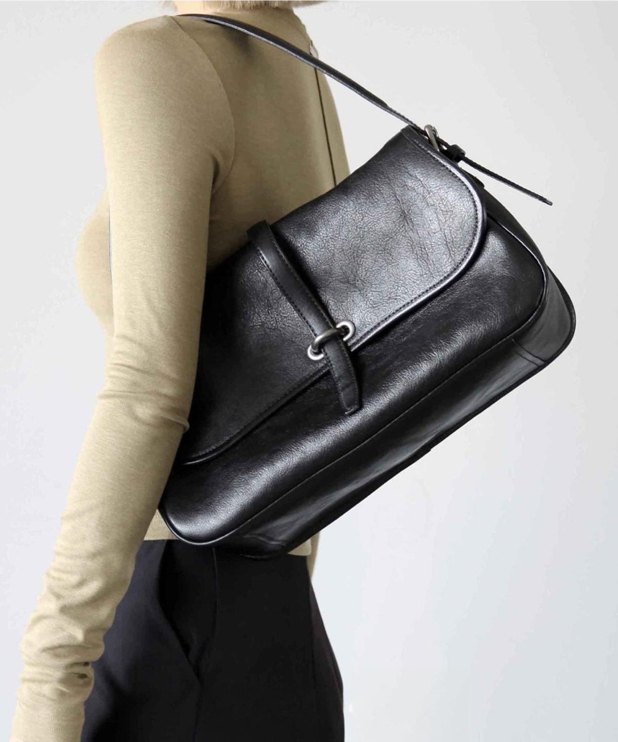 Style Orange Large Capacity Leather Shoulder Bags