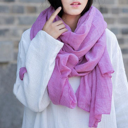 Style Organic Simple Pure Color Cotton Linen Scarf - SooLinen