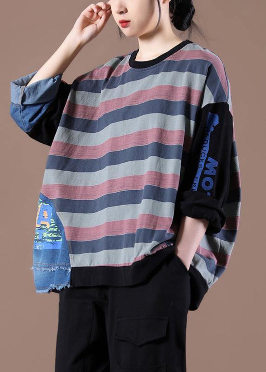 Style Patchwork Spring Shirts Black Women Tops - SooLinen