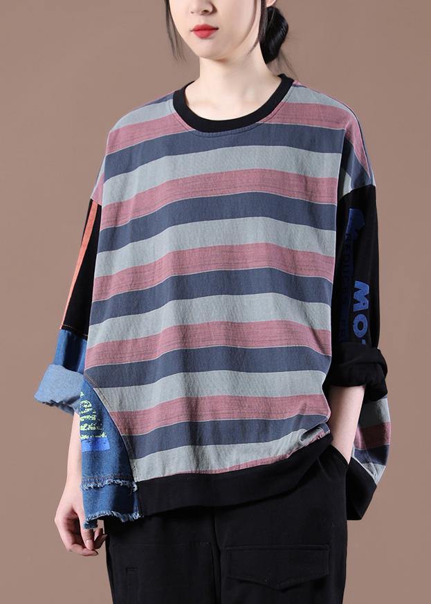 Style Patchwork Spring Shirts Black Women Tops - SooLinen