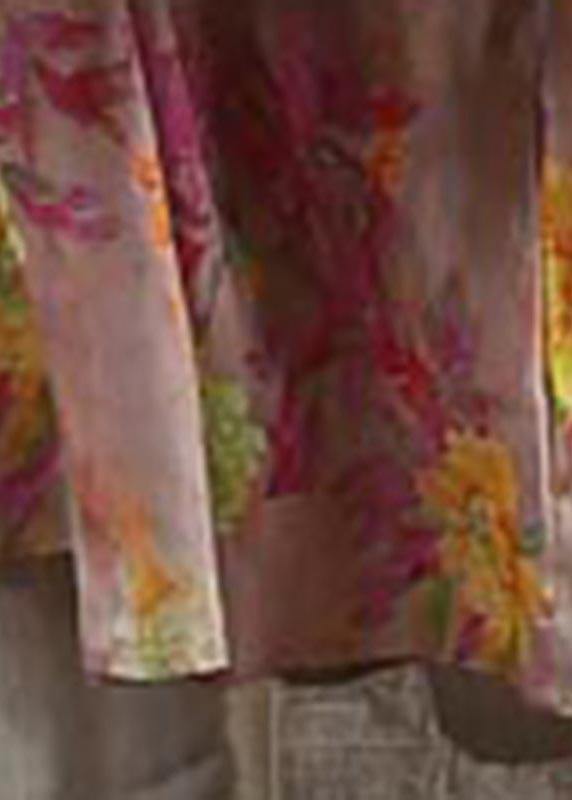 Style Pink Print Pockets Summer Linen Dress - SooLinen