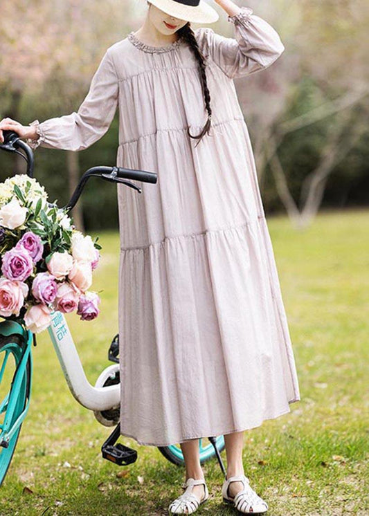 Style Pink Ruffled Patchwork Holiday Dress Summer - SooLinen