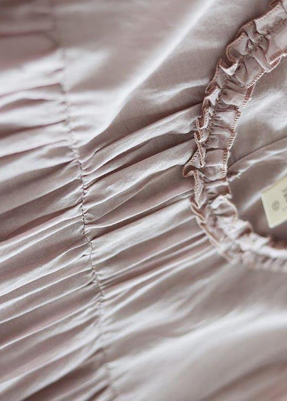 Style Pink Ruffled Patchwork Holiday Dress Summer - SooLinen