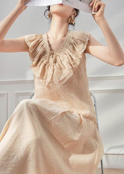 Style Pink V Neck Ruffled Lace Up Cotton Shirt Top Sleeveless