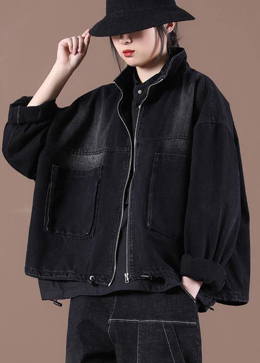 Style Pockets Fine Spring Women Black Coats - SooLinen