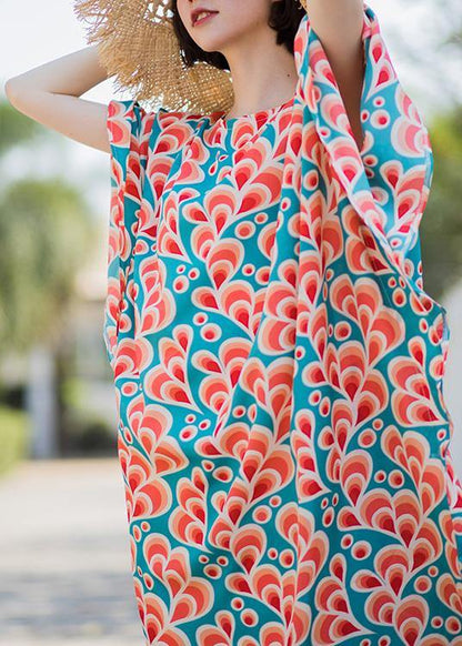 Style Print Kaftan Batwing Sleeve Maxi Dresses - SooLinen