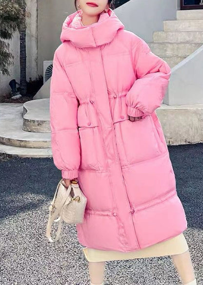 Style Purple Hooded Drawstring Thick Duck Down Jacket In Winter
