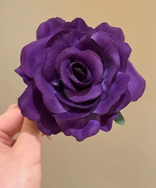 Style Purple Silk Blended Rose Hairpin