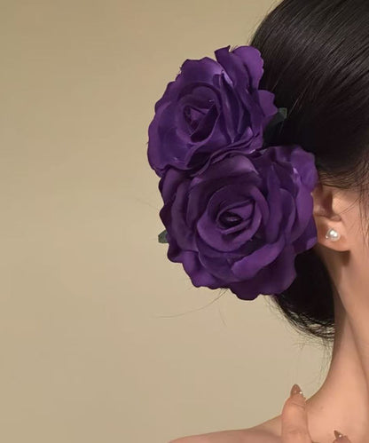 Style Purple Silk Blended Rose Hairpin