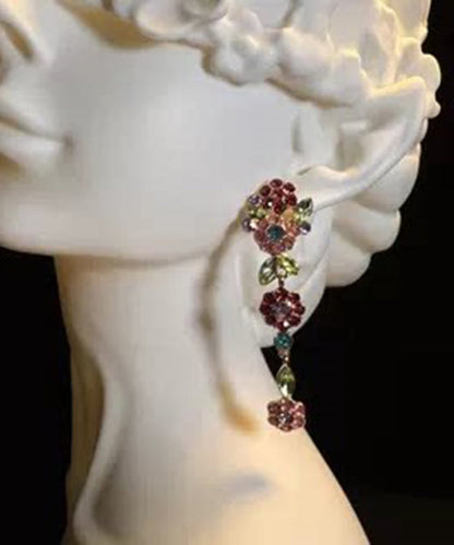 Style Rainbow Alloy Zircon Floral Drop Earrings
