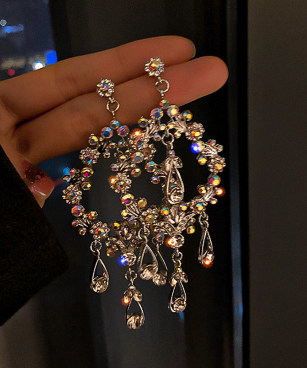 Stil Regenbogen Legierung Zirkon Quaste Aushöhlen Wassertropfen Ohrringe