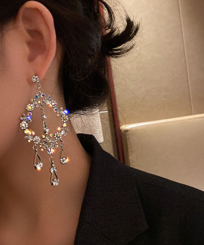 Stil Regenbogen Legierung Zirkon Quaste Aushöhlen Wassertropfen Ohrringe