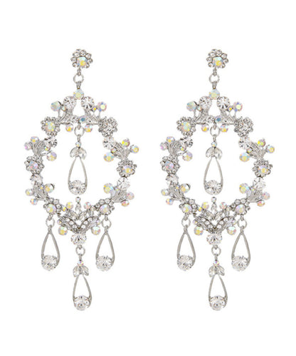 Stil Regenbogen Legierung Zirkon Quaste Aushöhlen Wassertropfen Ohrringe