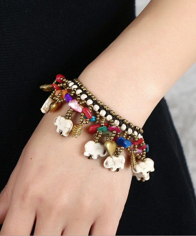 Stil Regenbogen Kupfer Hand Stricken Türkis Wachs Linie Charm Armband