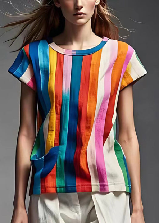 Stil Regenbogen Gestreifte Tasche Baumwolle Strand Weste Sommer