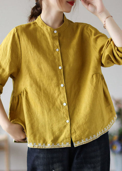 Stil Rot Besticktes, zerknittertes Herbsttop Langarm