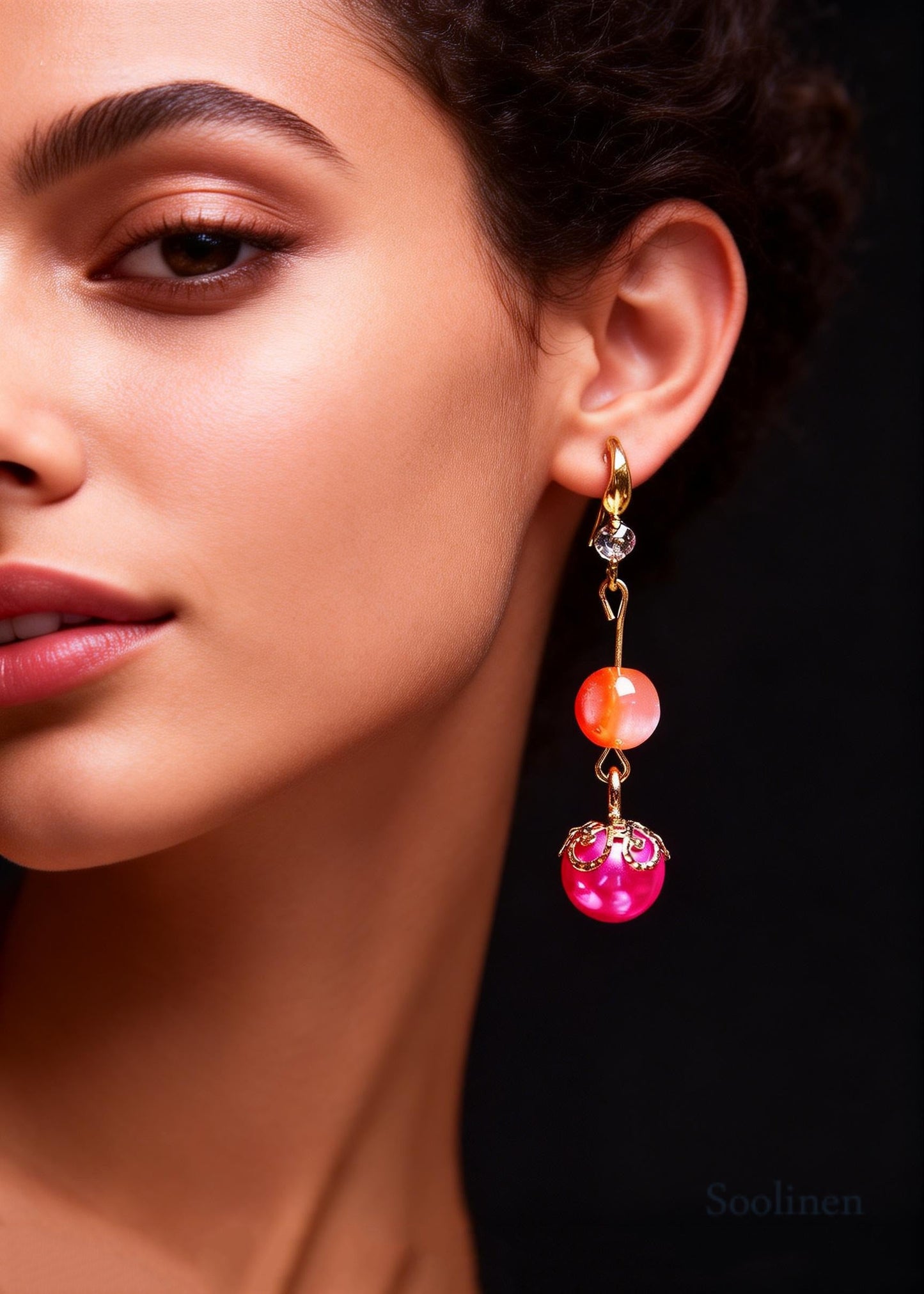 Style Rose Pearl Zircon Long Drop Earrings