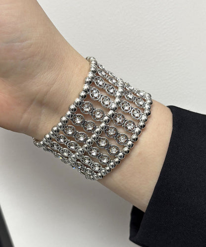 Style Silk Alloy Zircon Hollow Out Bangle